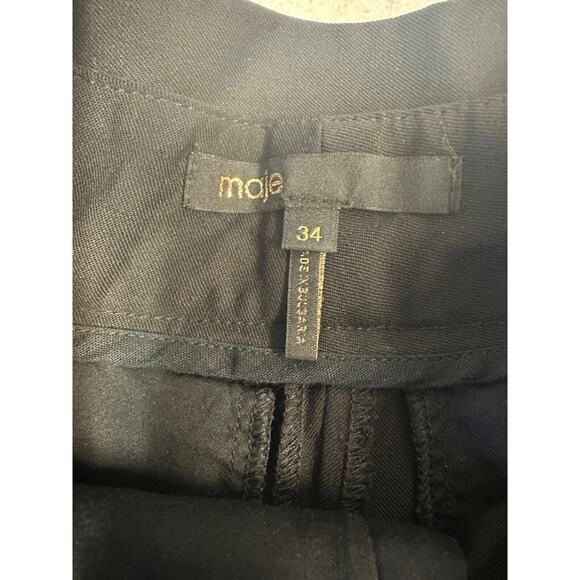 Maje Pio Cropped Tapered Belted Pants In Black Size 34 (US 4) Career Casual D33 - Picture 6 of 8